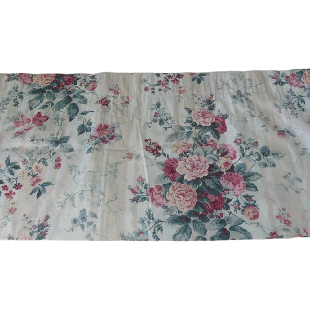 Vtg Croscill Floral Blouson Valance Bouqet Striped Cottage French Country 17x45